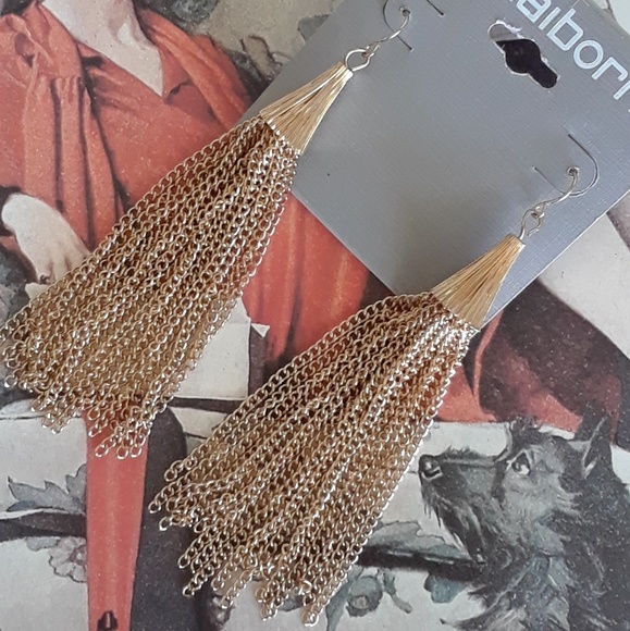 Goldtone Liz Claiborne Tassel Earrings - Picture 3 of 5